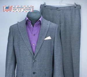 Moss Esq Regular Fit Grey Check 2 Piece Suit Mens Size Jacket UK 42 Pants 36 - Picture 1 of 24