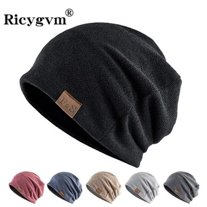 Ricygvm Gorro holgado holgado para hombres mujeres Hip Hop Skullies Gorra Moda Sólido Co - Imagen 1 de 29