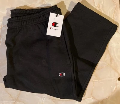 PANTALONES DEPORTIVOS NEGROS CHAMPION POLAR PARA HOMBRE NUEVOS CON ETIQUETAS - Bolsillos Cordón Pierna Recta LRG Foto 1 de 4