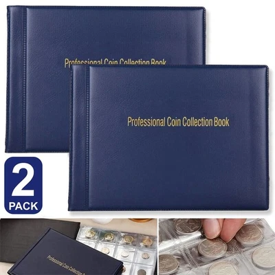 2x 240 Coin Holder Album Book Collection Storage Collecting Money Penny Pockets - image 1 of 4