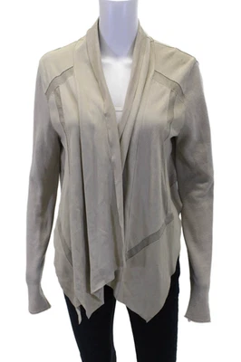 Blusa Suéter Elie Tahari Mujer Gamuza Malla Retazos Tejido Mangas Beige Talla S Foto 1 de 4