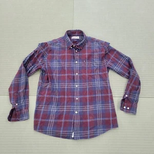 Barbour Shirt Mens Medium Flannel Stapleton Tailored Fit Tartan Button Down - Picture 1 of 6