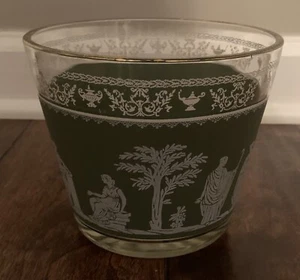 Vintage Jeannette Hellenic Green Ice Bucket Only Gold Trim - Picture 1 of 3