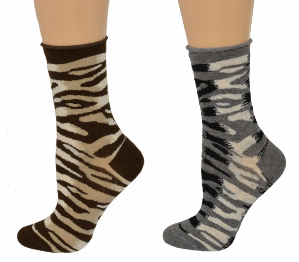 Calcetines Sierra patrón leopar calcetines informales de algodón, paquete de 2 pares de calcetines para mujer Foto 1 de 4