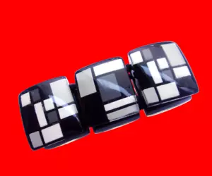 Vintage ZSISKA Mondrian-Inspired Geometric Resin Stretch Bracelet | Chunky Cuff, - Picture 1 of 11