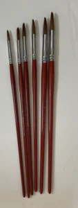 Magic Touches Artist Paint Brush Set 6 Sizes Natural Sable Round Tips - Picture 1 of 6