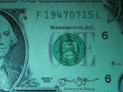 2013 Series $1 Dollar Birthday Note  July 15, 1947  F19470715L - Image 1 of 3