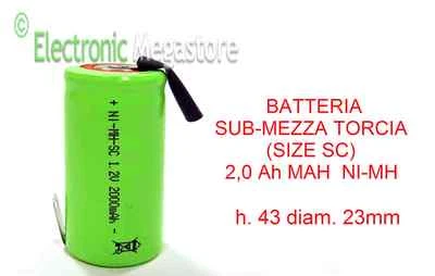 FLA-ELECTRONIC BATTERIA PILA SC 1,2 VOLT 2,0 Ah NI-MH PACCHI BATTERIA TRAPANO AVVITATORE A SALD