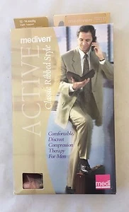 Herren XL Mediven Active geschlossene Zehe Wadenkompression Anzugsocken 12-16 mm hellbraun grau - Bild 1 von 1