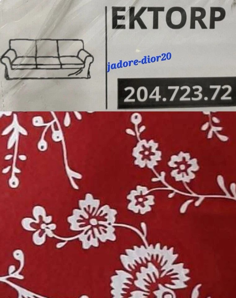 ✅️IKEA Ektorp Bezug für 3-er Sofa Virestad rot /  weiß 204.723.72 Cover NEU OVP - Bild 1 von 1