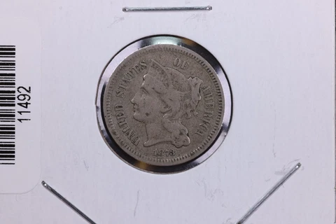 1873 3 Cent Copper Nickel, Circulated Coin, Large Affordable Coin Sale #11492 Cover