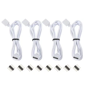 4 pines 10 mm RGB LED tira cable de extensión 1M blanco 4 piezas con 8 piezas enchufes machos - Imagen 1 de 5