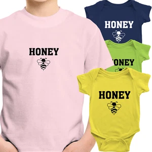 Honey Toddler Kids Tee T-Shirt Baby Bodysuit Clothes Gift Bee Sweet Honey Bee - Picture 1 of 36