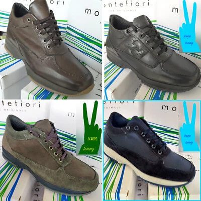 SCARPE UOMO PELLE CLASSICHE SPORTIVE  40 SNEAKERS  ITALY nero marrò blù  VV - Immagine 1 di 4