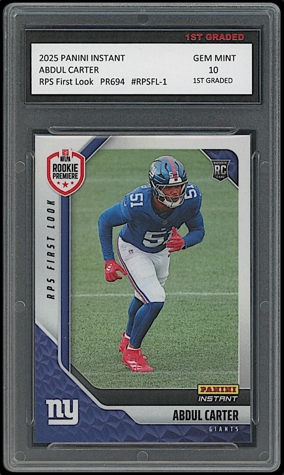 Abdul Carter 2025 Panini Instant RPS First Look #1 Rookie Card RC 1st Graded 10 - Image 1 of 1
