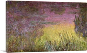 ARTCANVAS Waterlilies at Sunset Canvas Art Print by Claude Monet - Picture 1 of 11