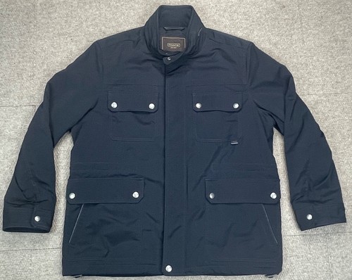 Giacca Coach uomo nera full zip cappuccio nascosto pelle bordate tasche taglia XXL