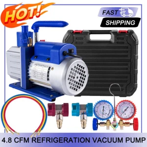 4.8CFM Vacuum Pump 1Stage Air Conditioning Refrigeration Tools Manifold Gauges - Picture 1 of 16