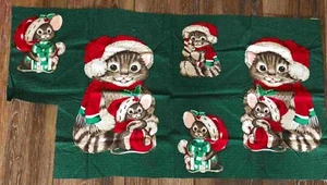 Weihnachtsapplikation Kätzchen Katze & Maus Stoff Panel von Wamsutta ~ Vintage Punze - Bild 1 von 1