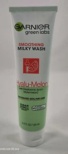GARNIER GREEN LABS Smoothing Milky Wash Hyalu-Melon w/Hyaluronic Acid 4.4oz - Picture 1 of 2