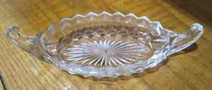 VTG Fostoria American Cubist ~ Relish / Condiment Tray ~ Curved Up Handles - Picture 1 of 8