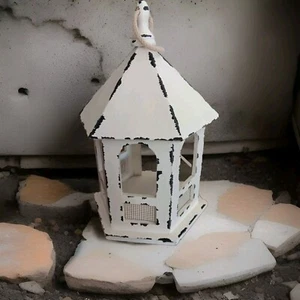 Shabby Chic 12-inch White and Black Wood Hanging Gazebo - Picture 1 of 7