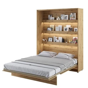 New Modern Vertical Wall Bed Concept with Storage 160cm in Oak Artisan - Picture 1 of 9