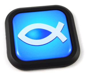 Jesus Fish Christian Square Black rim Emblem Car 3D Decal Badge Bumper 2" - Imagen 1 de 7