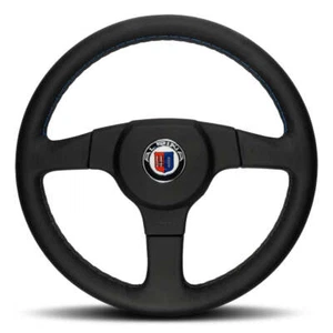 MOMO ALPINA Steering Wheel Black Leather Centre Pad 360mm BMW E30 E36 E28 E24 - Picture 1 of 14