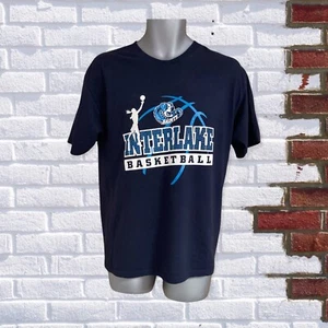 Hanes Interlake Saints Basketball Medium Blue Cotton Printed T-Shirt - Picture 1 of 4