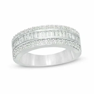 2 CT Lab-Created Diamond Anniversary Wedding Band Ring 14k White Gold Finish - Picture 1 of 6