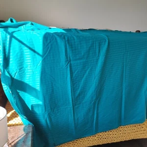 Cotton Sateen Jacquard Duvet Cover Turquoise Twin HT - 850 Portugal Made Buttons - Picture 1 of 5