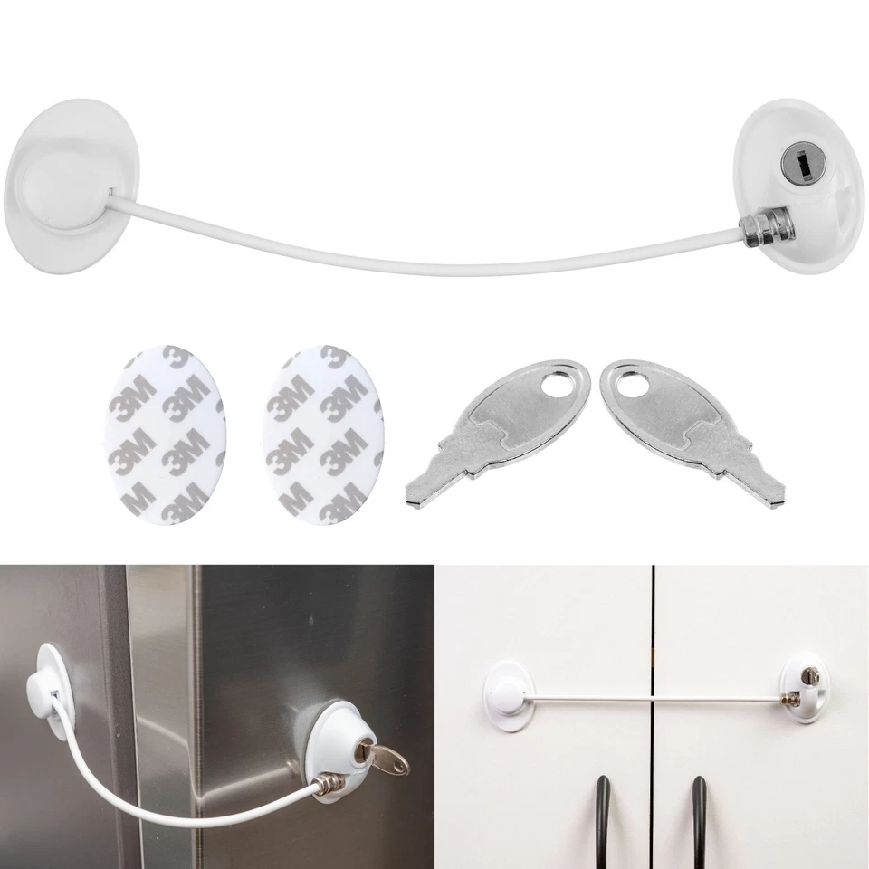 YOUR DAY MATE Sicherung für Kühlschrank Schrank abschließbares Klebeschloss mit Schlüssel Set