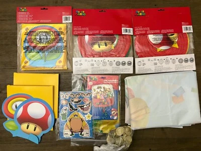 Lot Super Mario Brothers Paper Lanterns Decorations Backdrop Coins More SOME NEW - Image 1 of 4