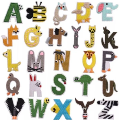 Alphabet letter patches, Animal iron on Letters patch, kids children name tags - Image 1 of 4