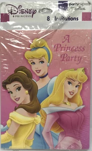 Disney Princess A Royal Celebration Birthday (8) Invitation Cards Envelopes NEW - Picture 1 of 3