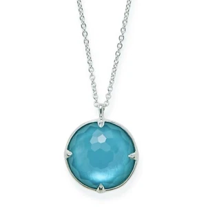 IPPOLITA Wonderland Sterling Silver Medium Round Pendant Necklace in Tide Blue - Picture 1 of 3