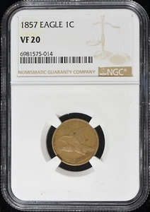 1857 NGC VF 20 U.S / United States Flying Eagle Cent 1c - Picture 1 of 2