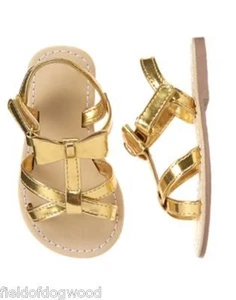 NEW GYMBOREE Island Hopper Gold Bow Sandals Shoes Toddler Girls many sizes - Picture 1 of 2