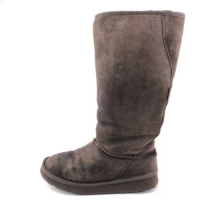 Cabelas Brown Leather Sheepskin Winter Boots Womens Size 7M Pull on Knee High - Picture 1 of 12