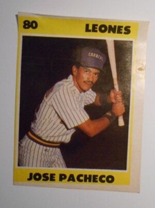 JOSE PACHECO  #80 LEONES/1987-88 Winter League Venezuela REMOVED FROM AN ALBUM