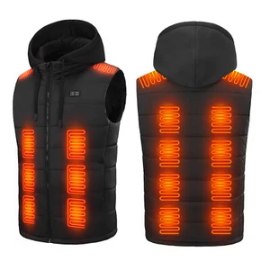 17 Heating Zones Winter Heated Vest For Men Women -7.4VDC 5V/2A Detachable Hood - Picture 1 of 17