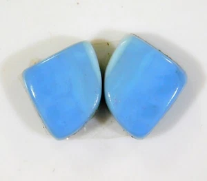 06 Cts 100% Natural Blue Opal Pair Fancy Cabochon Gemstone Jewelry Making DH=357 - Picture 1 of 5