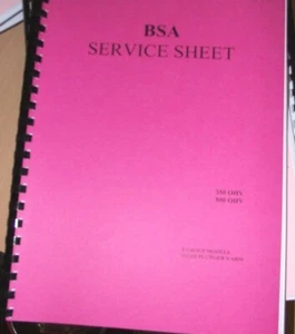 HOJAS DE SERVICIO BSA 350 OHV / 500 OHV B MODELOS GRUPO ÉMBOLOS RÍGIDOS / BRAZO... - Imagen 1 de 1
