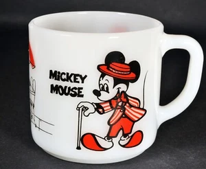 Disney Mickey Mouse Coffee Mug Vintage 1970's Federal Milk Glass White 6oz. - Picture 1 of 4