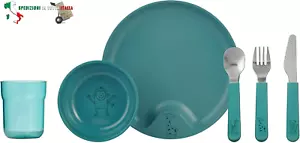 Mio – Set di stoviglie per bambini – Deep turquoise – 6 pezzi, con piatto, cioto - Foto 1 di 7
