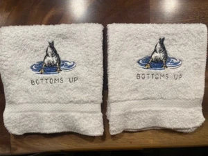 Humorvolle Ente Bottom's Up Bidet Waschlappen wiederverwendbar 2er Set Handtücher - Bild 1 von 4
