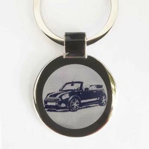 Mini Cooper Cabrio Gravur Schlüsselanhänger als Fotogravur & eigene Textgravur - Bild 1 von 3