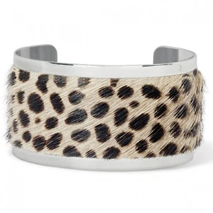 NWT Brighton SAVANNA FIERCE Hair-on Leather Leopard CUFF Bangle Bracelet  MRP$88 - Picture 1 of 3