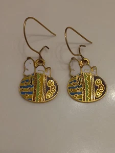 Vintage 1970's Snoopy Easter Egg Enamel Earrings - Picture 1 of 3
